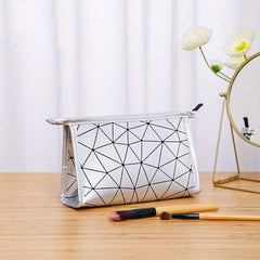 Geometric Pattern Makeup Pouch Zipper Portable Cosmetic Bag