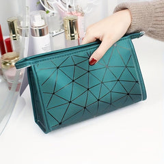 Geometric Pattern Makeup Pouch Zipper Portable Cosmetic Bag