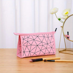 Geometric Pattern Makeup Pouch Zipper Portable Cosmetic Bag