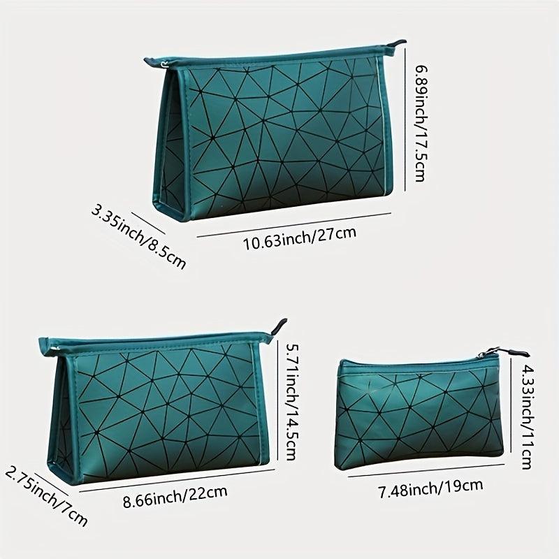 Geometric Pattern Makeup Pouch Zipper Portable Cosmetic Bag