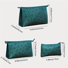 Geometric Pattern Makeup Pouch Zipper Portable Cosmetic Bag