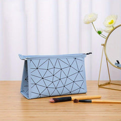 Geometric Pattern Makeup Pouch Zipper Portable Cosmetic Bag
