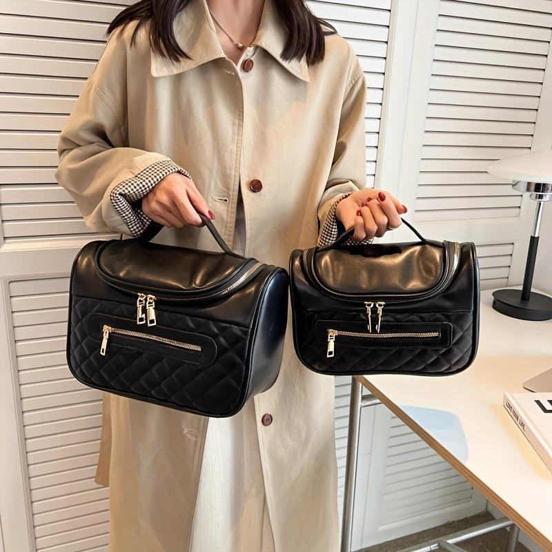 Solid Portable Makeup Satchel Bag Lightweight Storage Bag