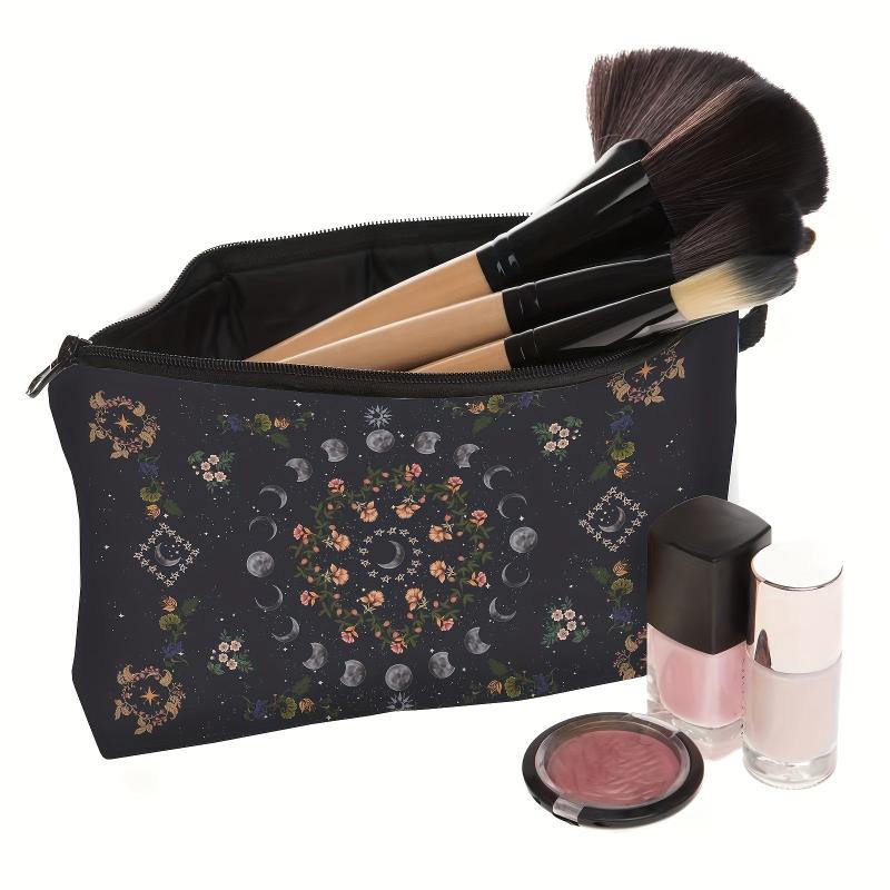 Vintage Moon Print Cosmetic Bag Lightweight Coin Purse Makeup Clutch