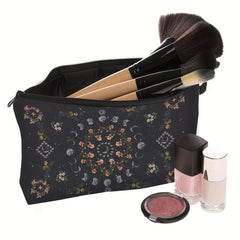 Vintage Moon Print Cosmetic Bag Lightweight Coin Purse Makeup Clutch