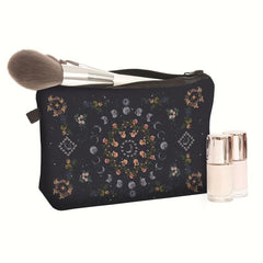 Vintage Moon Print Cosmetic Bag Lightweight Coin Purse Makeup Clutch