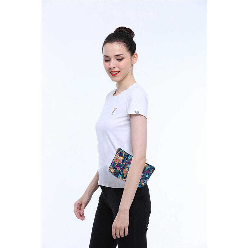 Sloth & Floral Print Zipper Cosmetic Bag Waterproof Makeup Storage Bag