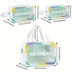 PU Leather Cosmetic Bag Waterproof Toiletry Storage Portable Handle