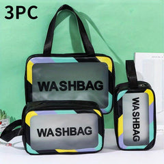 PU Leather Cosmetic Bag Waterproof Toiletry Storage Portable Handle