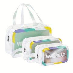 PU Leather Cosmetic Bag Waterproof Toiletry Storage Portable Handle