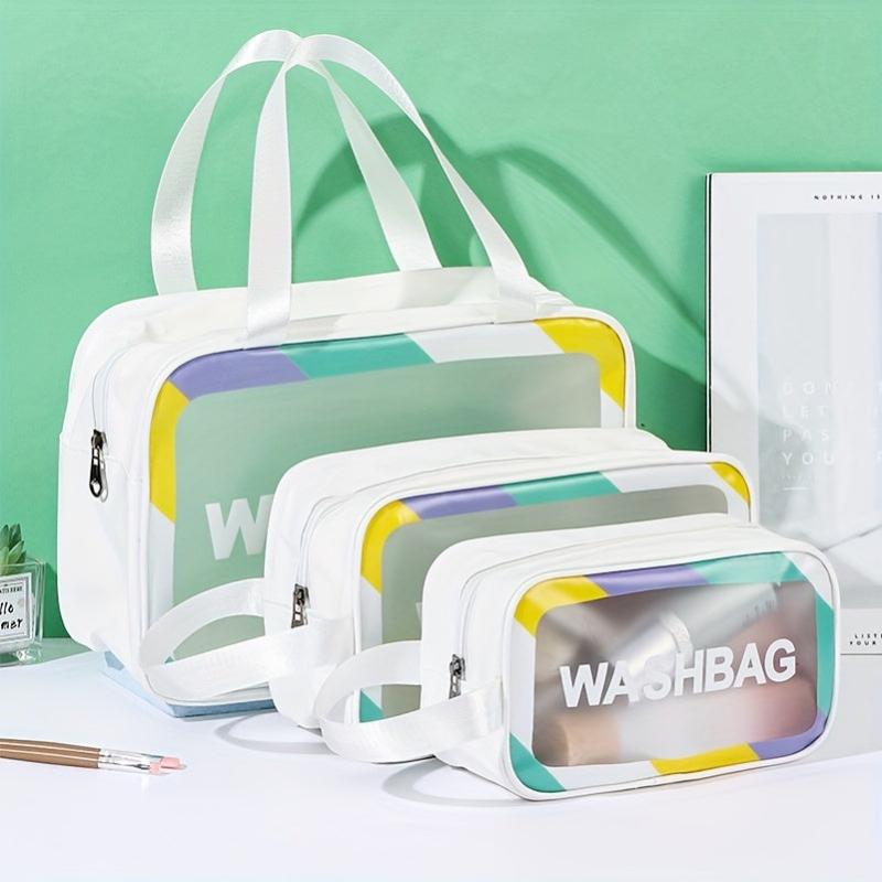 PU Leather Cosmetic Bag Waterproof Toiletry Storage Portable Handle