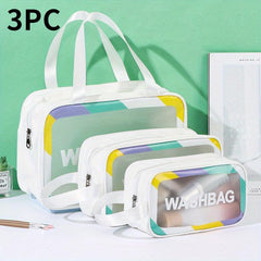 PU Leather Cosmetic Bag Waterproof Toiletry Storage Portable Handle