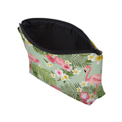 Flamingo & Flower Print Zipper Pouch Lightweight Makeup Bag