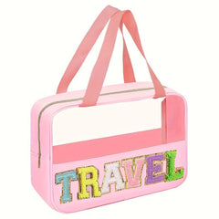Pattern Transparent Handbag Portable Makeup Zipper Bag Travel Toiletry Wash Bag