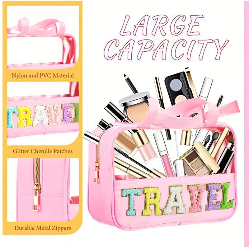 Pattern Transparent Handbag Portable Makeup Zipper Bag Travel Toiletry Wash Bag
