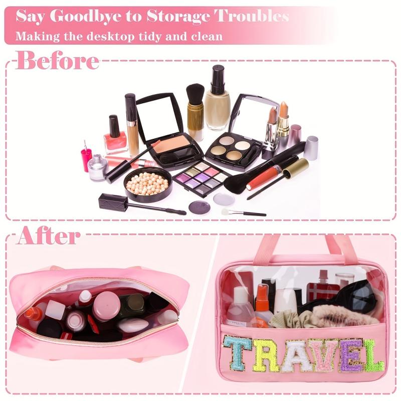 Pattern Transparent Handbag Portable Makeup Zipper Bag Travel Toiletry Wash Bag