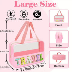 Pattern Transparent Handbag Portable Makeup Zipper Bag Travel Toiletry Wash Bag