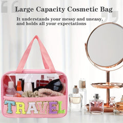 Pattern Transparent Handbag Portable Makeup Zipper Bag Travel Toiletry Wash Bag