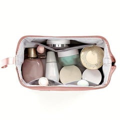 Double Layer Makeup Bag Solid Cosmetic Bag Travel Toiletry Wash Bag