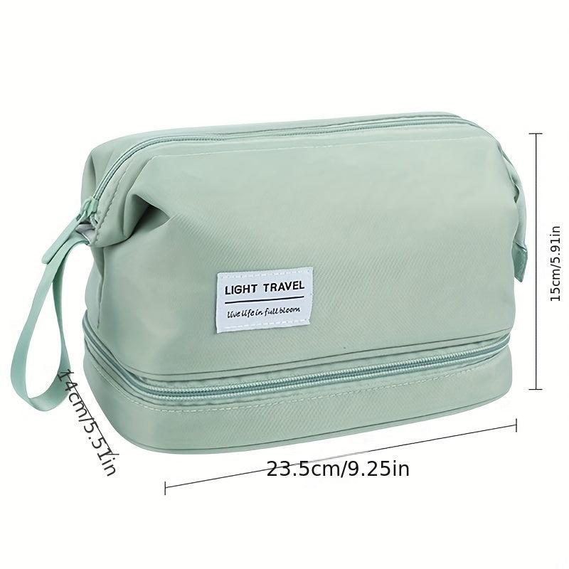 Double Layer Makeup Bag Solid Cosmetic Bag Travel Toiletry Wash Bag