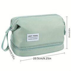 Double Layer Makeup Bag Solid Cosmetic Bag Travel Toiletry Wash Bag