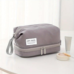 Double Layer Makeup Bag Solid Cosmetic Bag Travel Toiletry Wash Bag