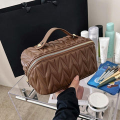 Quilted Makeup Handbag Zipper Cosmetic Bag Travel Toiletry Wash Bag