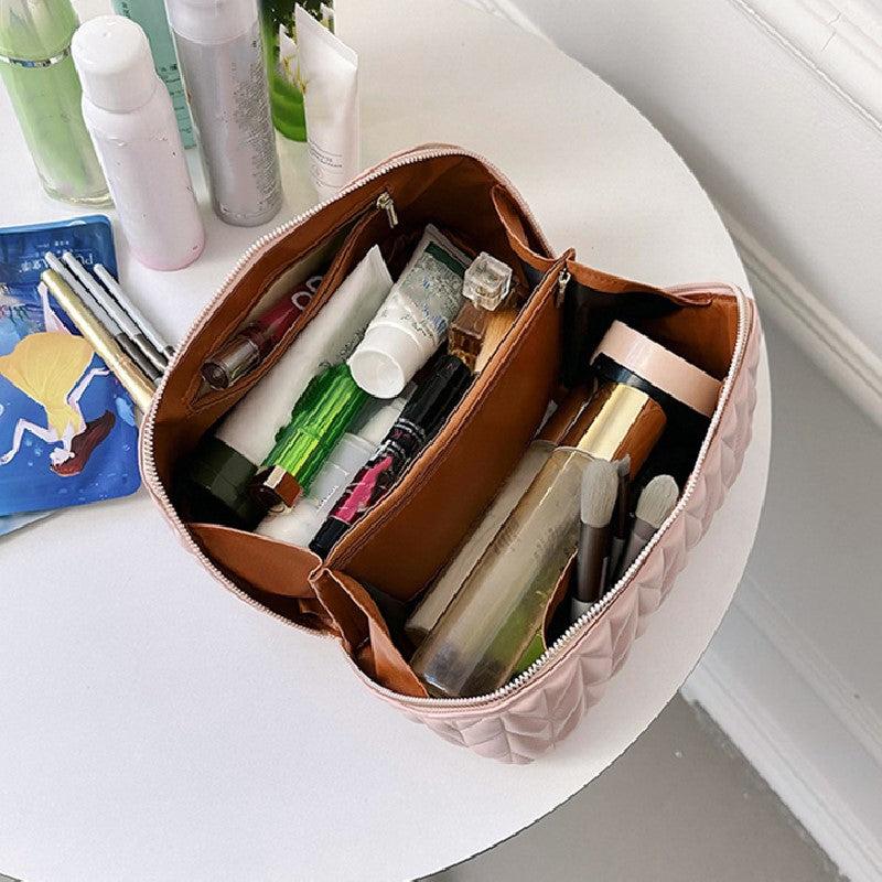 Quilted Makeup Handbag Zipper Cosmetic Bag Travel Toiletry Wash Bag