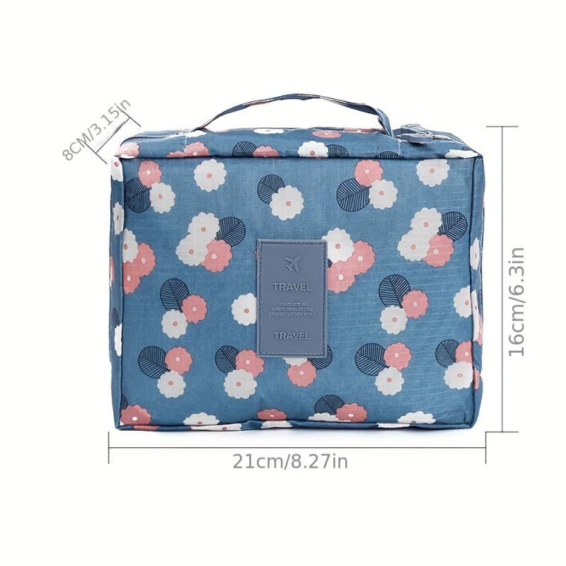 Floral Print Cosmetic Bag Lightweight Travel Makeup Pouch Portable Toiletry Bag