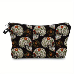 Skull Pattern Zipper Makeup Pouch Lightweight Carry On Bag