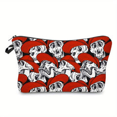 Skull Pattern Zipper Makeup Pouch Lightweight Carry On Bag