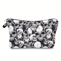 Skull Pattern Zipper Makeup Pouch Lightweight Carry On Bag