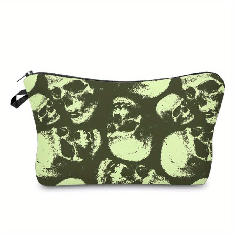 Skull Pattern Zipper Makeup Pouch Lightweight Carry On Bag