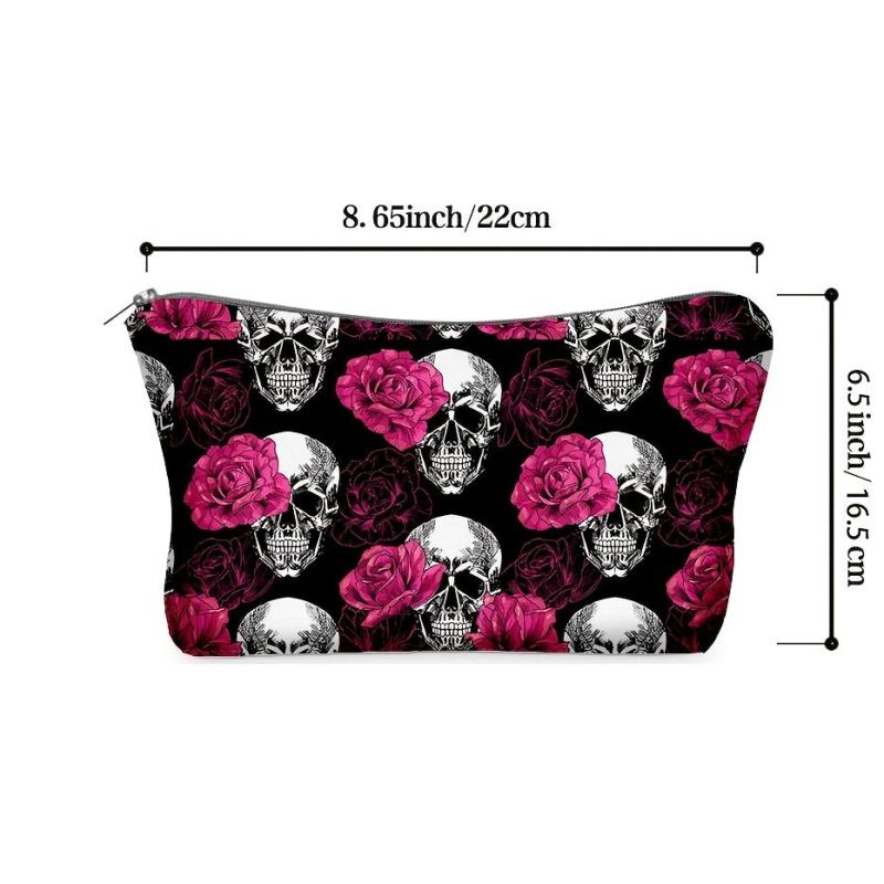 Flower & Skull Storage Bag Makeup Pouch Coin Purse
