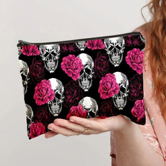 Flower & Skull Storage Bag Makeup Pouch Coin Purse