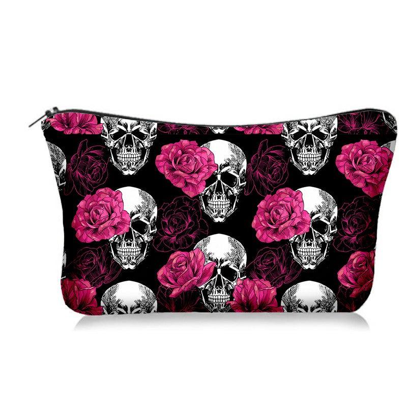 Flower & Skull Storage Bag Makeup Pouch Coin Purse