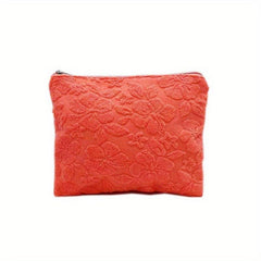 Plush Embossed Cosmetic Bag Portable Travel Storage Pouch