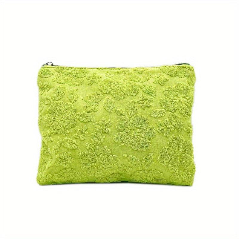 Plush Embossed Cosmetic Bag Portable Travel Storage Pouch