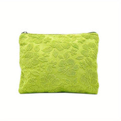 Plush Embossed Cosmetic Bag Portable Travel Storage Pouch