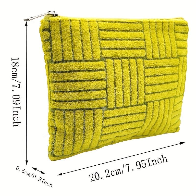 Plush Embossed Cosmetic Bag Portable Travel Storage Pouch