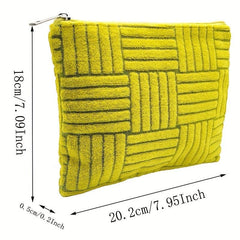 Plush Embossed Cosmetic Bag Portable Travel Storage Pouch