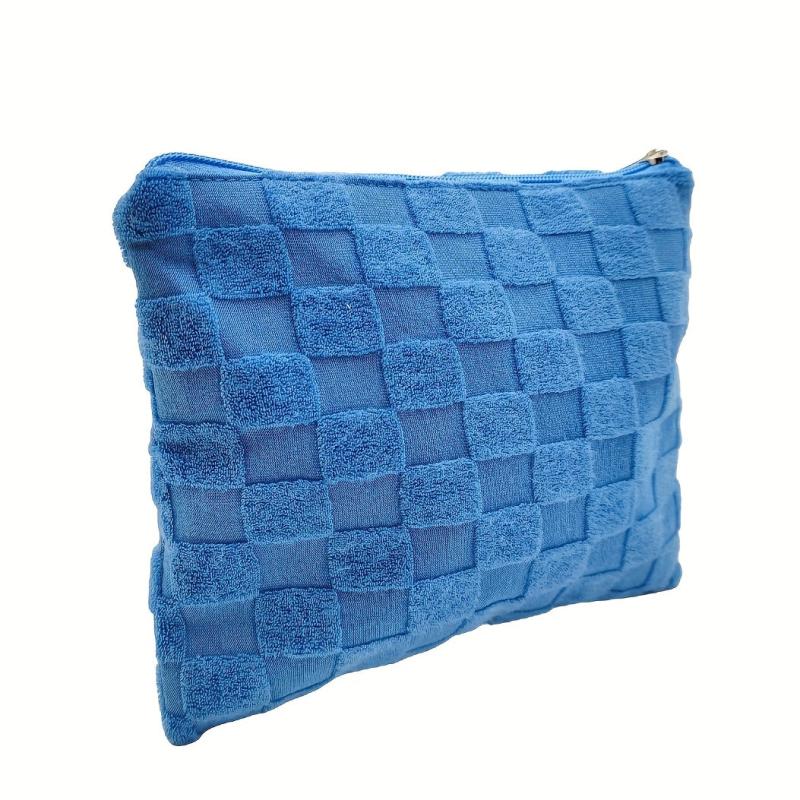 Plush Embossed Cosmetic Bag Portable Travel Storage Pouch