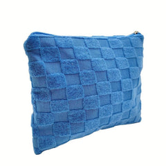 Plush Embossed Cosmetic Bag Portable Travel Storage Pouch