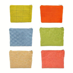 Plush Embossed Cosmetic Bag Portable Travel Storage Pouch