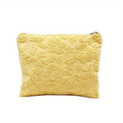 Plush Embossed Cosmetic Bag Portable Travel Storage Pouch