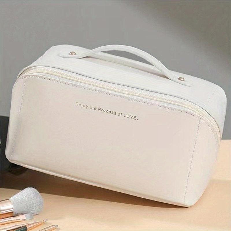 Portable Travel Cosmetic Bag PU Makeup Brush Bag Waterproof Zipper Toiletry Bag