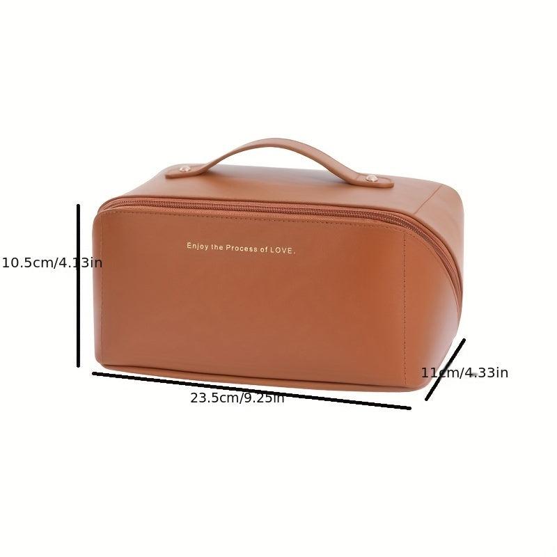 Portable Travel Cosmetic Bag PU Makeup Brush Bag Waterproof Zipper Toiletry Bag