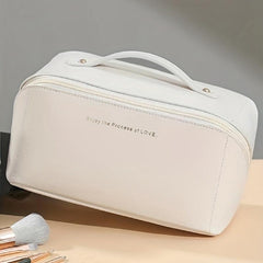 Portable Travel Cosmetic Bag PU Makeup Brush Bag Waterproof Zipper Toiletry Bag