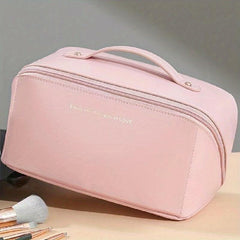 Portable Travel Cosmetic Bag PU Makeup Brush Bag Waterproof Zipper Toiletry Bag