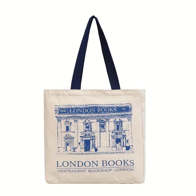 London Books Print Canvas Handbag Shoulder Bag Large Capacity Tote